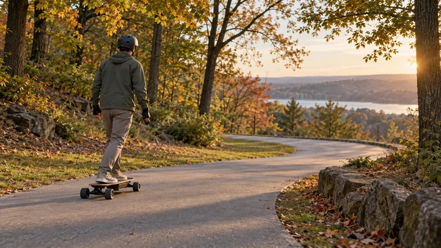 Generated electric skateboard park-route illustration